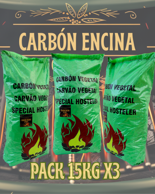 ✪ Carbón Encina GOURMET 15Kg – PACK X3 | Envío gratis 24h/48hr ✪
