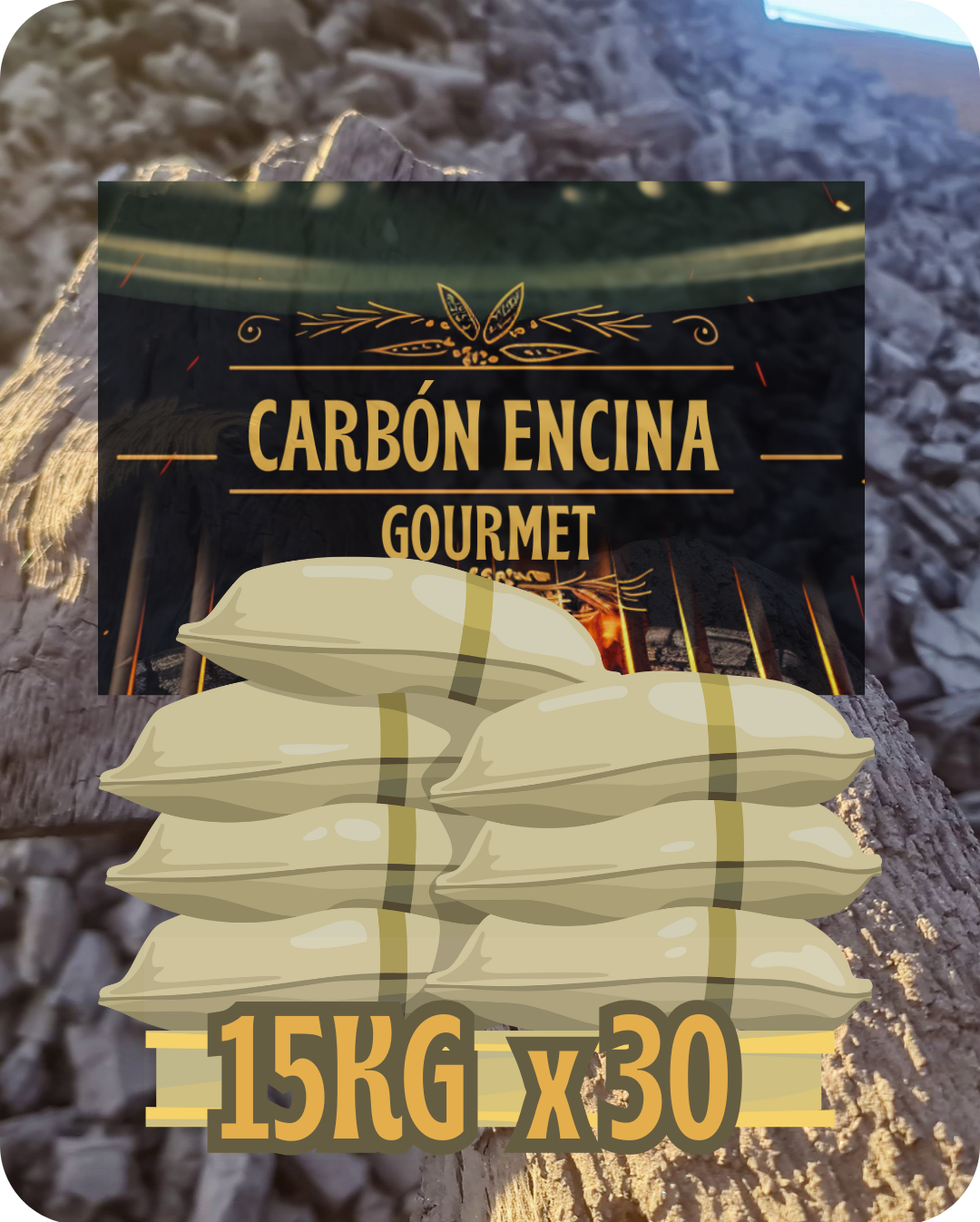 Carbón Encina GOURMET 15Kg x30 / 18kg x100 | Envío Pallets 48/72hr